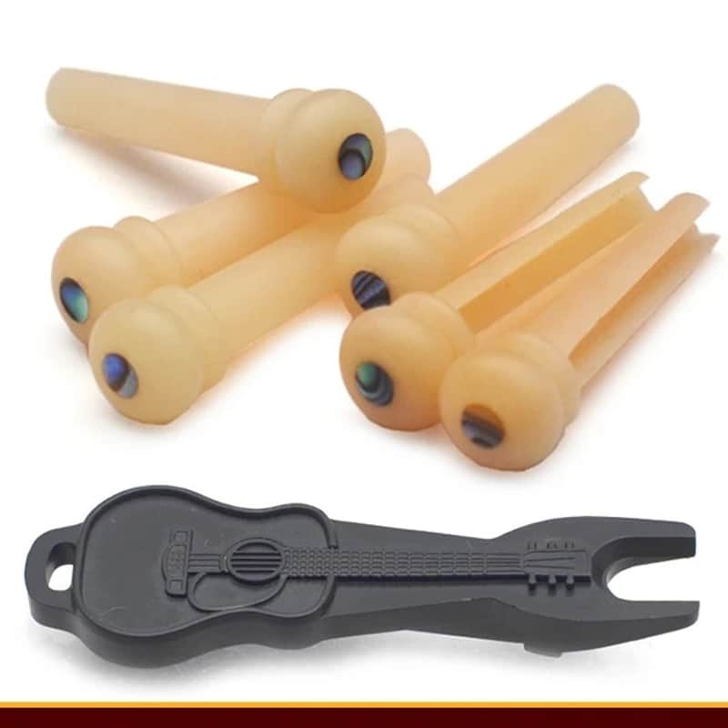 Acoustic Guitar Bone Bridge Pins Set, Natural image 1
