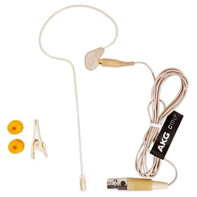 AKG C111 LP Ear-Hook Ear-Set Microphone Mic+Windscreen+Carry Pouch+Cable Clip image 1