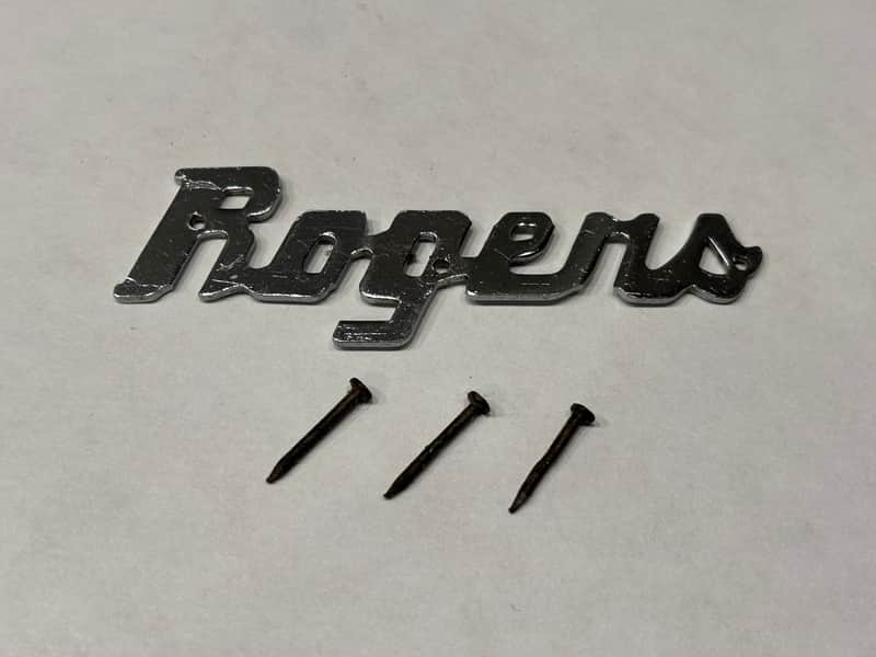 ROGERS 60s 70s Drum BADGE Logo With 3 Original Nails image 1
