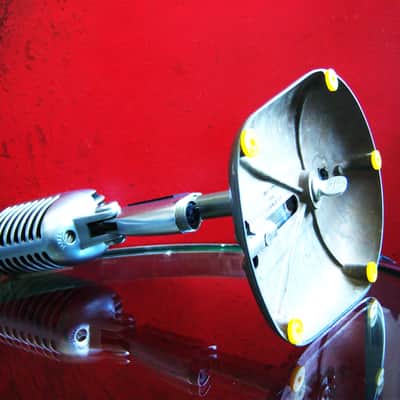 Vintage 1960's Shure 55S dynamic cardioid microphone w Atlas DS-10 desk stand 55 55SW 556S prop display image 19
