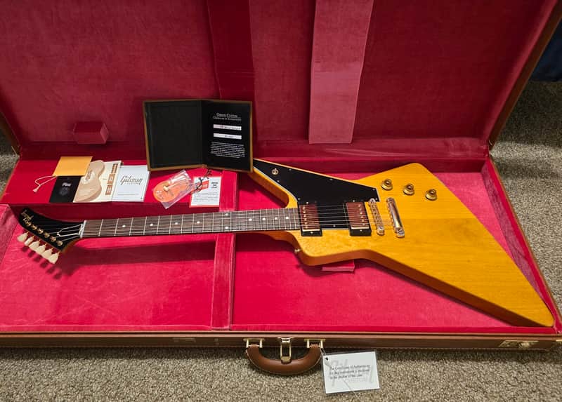 Gibson 2022 Korina Custom Shop '58 Explorer Reissue Guitar, OHSC, COA & All Case Candy, MINT image 1