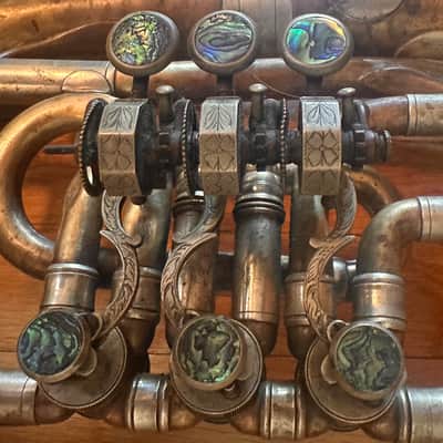 Anton Füller No. 188 Antique Tenor Horn – Graslitz i/B Bohemia – Abalone Keys – Fully Playable image 5
