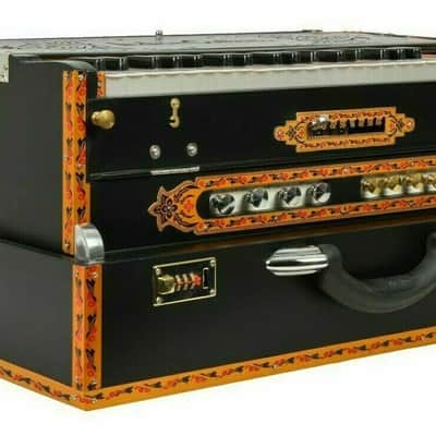 Handmade  9 Scale Changer Finish Portable Harmonium 3 Reeds Black Matt Musical Instrument image 4