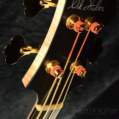 Nik Huber Rietbergen Bass w/Flame Maple Neck,Gold Hardware,Wood Knob -Worn Onyx Black- image 7