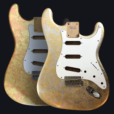 Made to Order - FRANCHIN Mercury guitar body Impressionist METALLIC LEAF (Gold/Silver/Copper/Bronze texture) Basswood Poplar Stratocaster-Strat-S-Style Made in Italy image 1