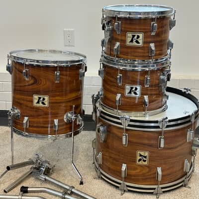 Vintage Rogers Londoner KOA "Big R" 4-Piece Shell Pack 13/14/16/22 Memriloc image 1