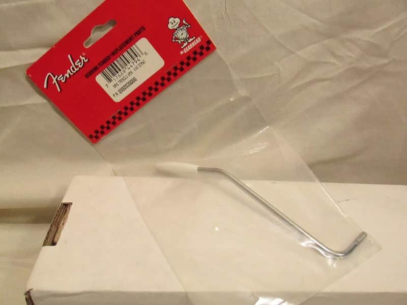 New Genuine Fender American Vintage Strat Tremolo Arm - White Right Hand USA Fender 099-2039-000 American Vintage Stratocaster Tremolo Arm 2010s - Chrome image 1
