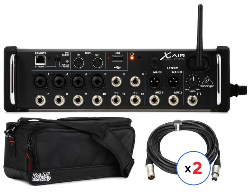 Behringer X Air XR12 Digital Mixer with Case and Cables image 1