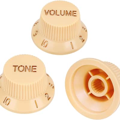 18-Spline Electric Guitar Control Knobs 2 Tone and 1 Volume Knobs Metric 6mm (15/64") Speed Knobs Top Hat for Squier Strat ST Electric Guitars Pack of 3 JT/XN-04 Light Cream image 3