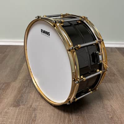 Pearl SF1465 14x6.5" Steve Ferrone Signature Brass Snare Drum with Gold Hardware 2000s - Black Nickel Over Brass image 10