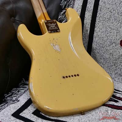 Fender Custom Shop Limited Edition 70th Anniversary 1954 Stratocaster Hardtail Relic Nocaster Blonde with Black Pickguard & Gold Hardware 6.50 LBS image 14