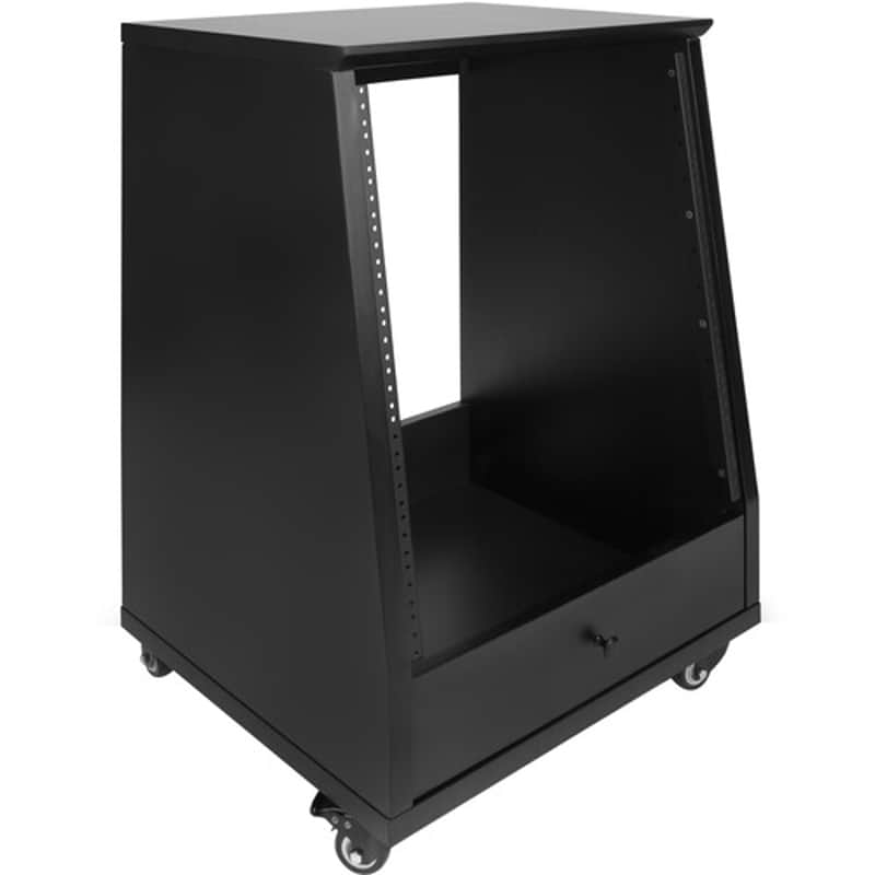 Gator Elite Furniture Series 12U Angled Studio Rack with Locking Casters Standard Black Finish image 1