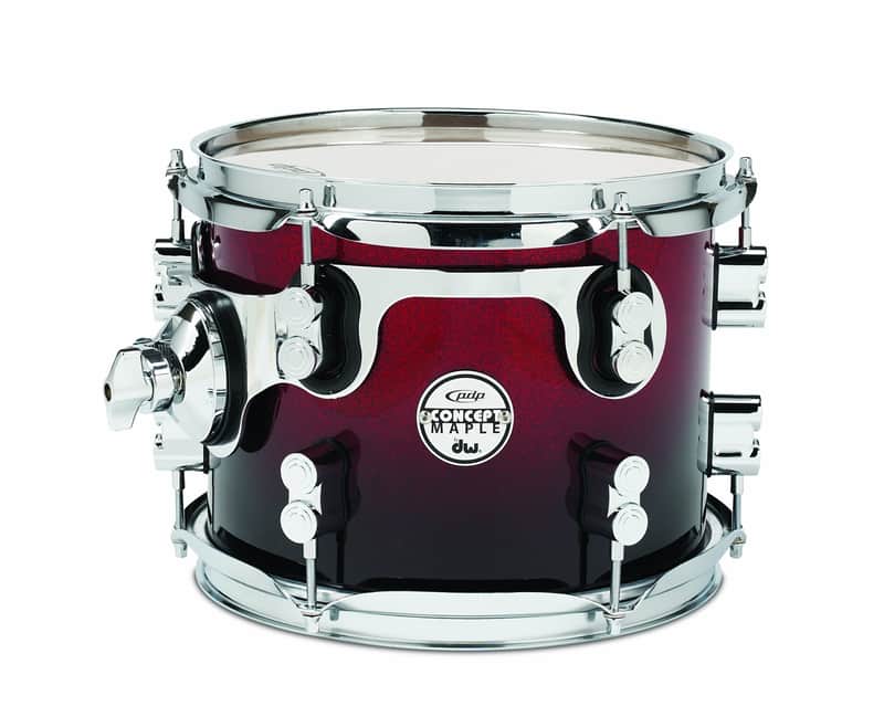 Pacific Drums PDCM0810STRB 8 x 10 Inches Tom with Chrome Hardware - Red to Black Fade image 1