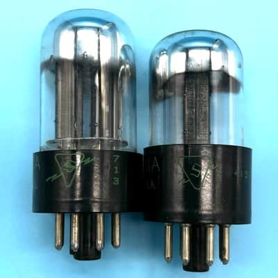 1950s Sylvania 6SN7GTB x2 Vintage Matched Pair Chrome Top Black Plate Tubes!T292 image 2