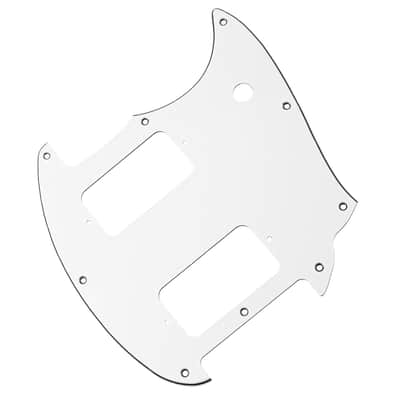 1Pcs Yootones HH 9 Holes Round Corner Guitar Pickguard 2 Humbuckers Compatible with Squier Bullet Series Mustang Electric Guitar (3Ply White) image 2