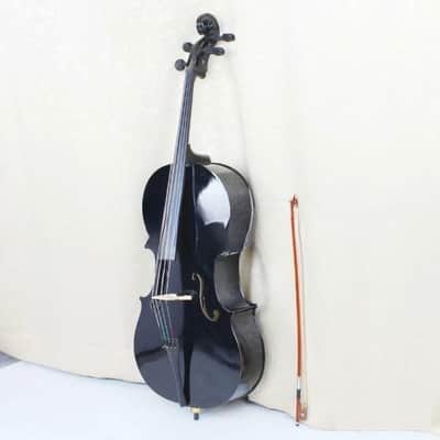 New 4/4 Size Professional Basswood Black Color Cello +Bag+Bow+Rosin+Bridge image 2