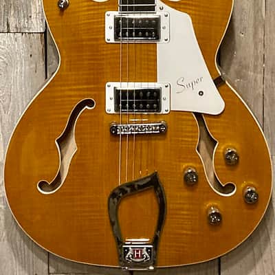New Hagstrom SUVIK-DDL Super Viking Semi-Hollow Dandy Dandelion, Amazing Flame Maple, Support Small Business and Buy It Here! image 2