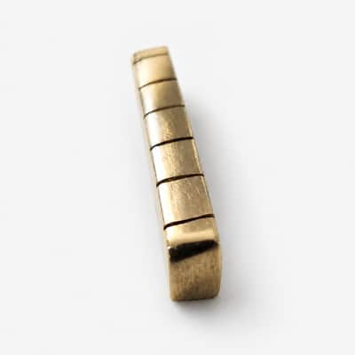 Vintage Left-Handed Hand-Fitted Brass Guitar Nut - Polished Brass image 3