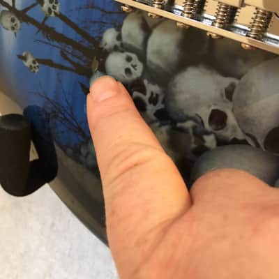 Jaxville Jaxvile Custom Reaper Strat 6 String Electric Guitar Blue / Skull Blue/Black image 4