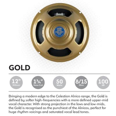 Celestion GOLD 12" 15ohm 50W Alnico Magnet Guitar Speaker 100dB 75Hz image 1