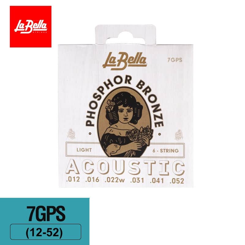 La Bella 7GPS Phosphor Bronze Acoustic Guitar Strings – Light 12-52 image 1
