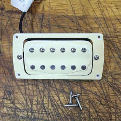 Used Unknown Cream Cover Electric Guitar Humbucker Pickup with Surround 9.0K Installation Screws Luthier Project Parts image 1