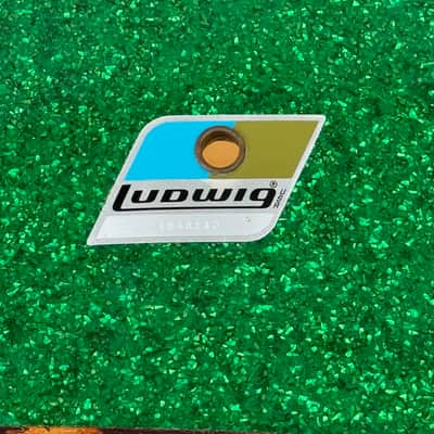 Ludwig 70's Bass Drum Shell & Rims 14 x 24" Blue Olive Badge Green Sparkle Rewrap image 3