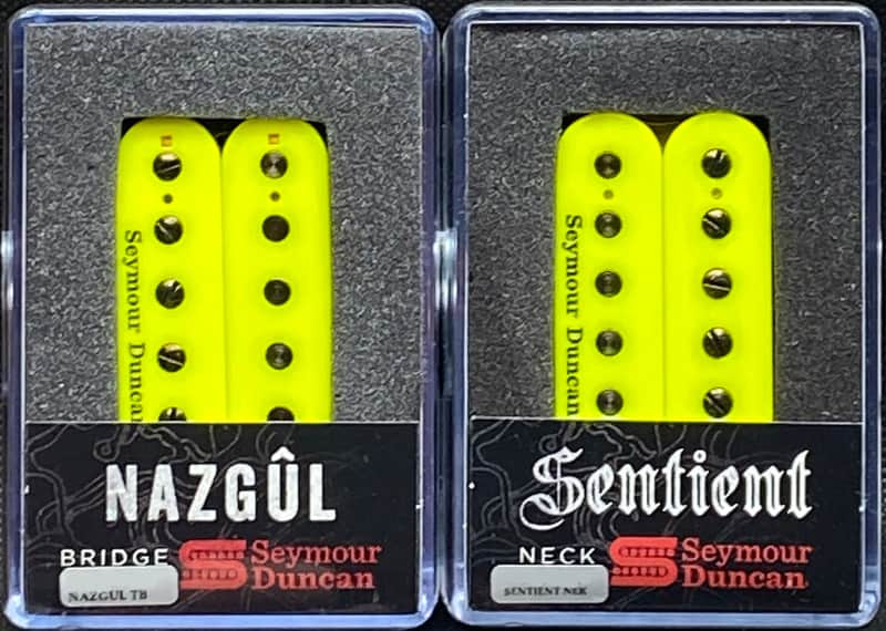 Seymour Duncan Nazgul Floyd Spaced Trembucker Bridge & Sentient Neck 6 String Set - Neon Yellow image 1