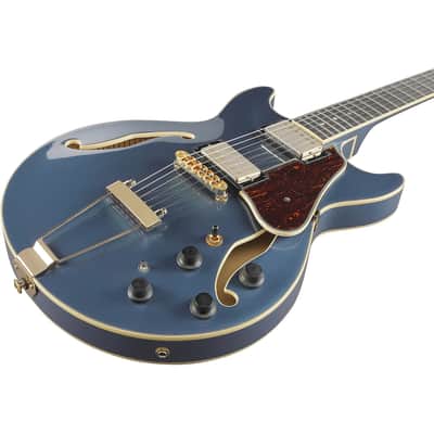 Ibanez Artcore Expressionist AMH90-PBM 6-String Hollow Body Electric Guitar with Macassar Ebony Fretboard, Right-Handed, Prussian Blue Metallic image 8