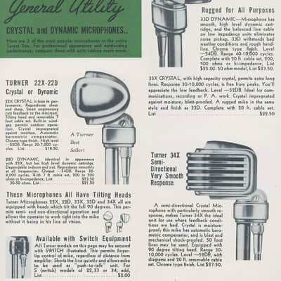 Vintage RARE 1940's Turner 34X modified dynamic microphone Satin Chrome with cable # 2 image 2