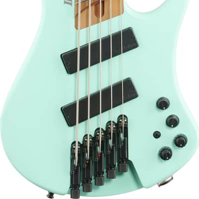 Ibanez EHB1005MS Bass Workshop Headless Multi-Scale 5-String Bass Guitar, Roasted Birdseye Maple Fingerboard, Seafoam Green image 1