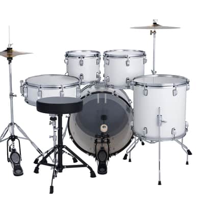 Ludwig Accent Fuse 5PC Drum Set W/Hardware & Wuhan Cymbals, 20" Bass Drum, Snow Dust image 3