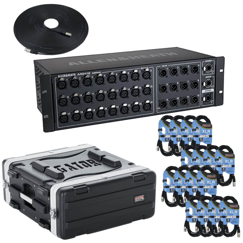 Allen & Heath AR2412 Remote Stage Rack + (16) XLR Cables + Gator Cases GR4L + GLS Audio 100ft Mic Mic Cables image 1