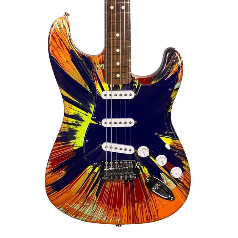 Fender FSR Splattercaster Standard Stratocaster 2003 Violet, Graffiti Yellow, Dakota Red, and Orange Drop over Surf Green W/HSC (Used) image 1