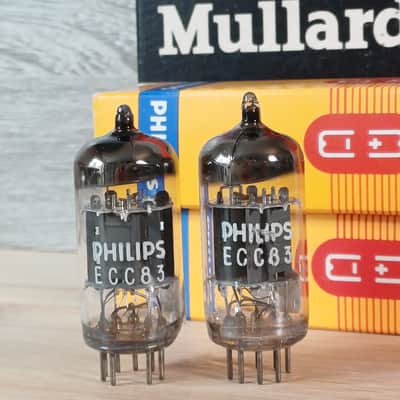 Perfect 1973 NOS NIB MULLARD Blackburn ecc83 12AX7 matched pair CLOSE CODE  UK EXTRA STRONG  Philips label, I63 model, best preamp tube, Orange Hiwatt Marshall image 2