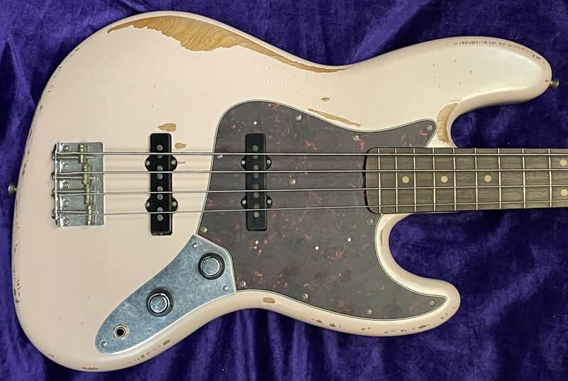 Fender Roadworn Flea Sign. Jazz, Shell Pink / Rosewood image 1
