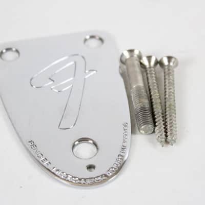 1970s-1980s Vintage Fender Precision/Telecaster/Jazz Bass Chrome USA 3-Bolt NeckPlate image 2