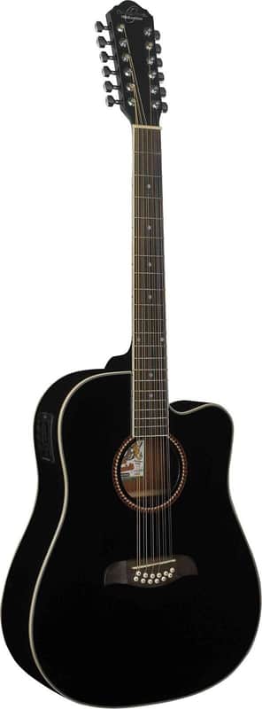 OSCAR SCHMIDT OD312CE BLACK 12 STRING GUITAR + FREE HOHNER MINI HARMONICA image 1