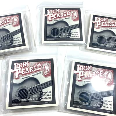 John Pearse Guitar Strings 5-Pack Acoustic Phosphor Bronze Wound Slightly Light 570C