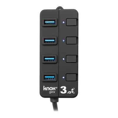 Knox Gear 4 Port 3.0 USB Hub with Individual Switches and LED Lights image 1
