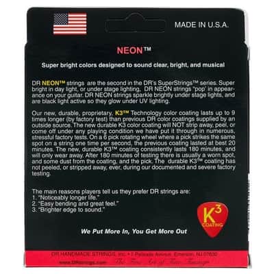 DR Strings - Neon Red 9-42 Light Guitar Strings - The Luminescent String image 2