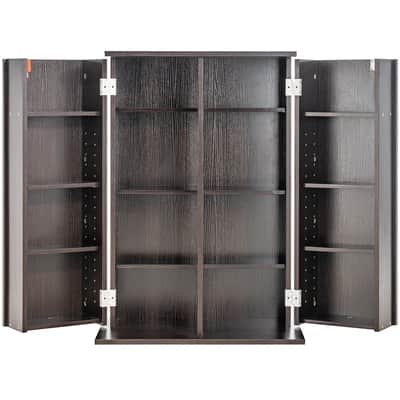 Media Storage Cabinet – 4-Layer Adjustable DVD/CD Shelf, Espresso Finish, Holds Up to 576 CDs image 2