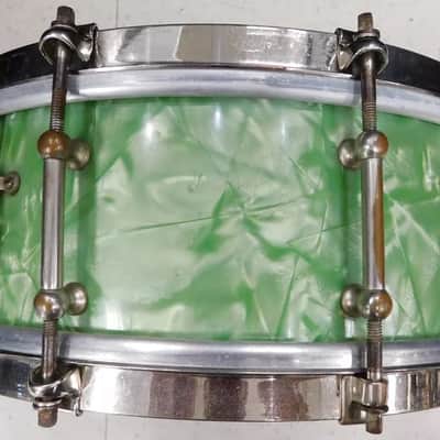 Vintage 1927 Liberty 5x14 Solid Walnut Shell Snare Drum Sea Green Pearl - RARE! image 4
