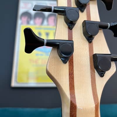 Harley Benton BZ-5000 II NT Natural Thru Neck 5-String Electric Bass Guitar image 12