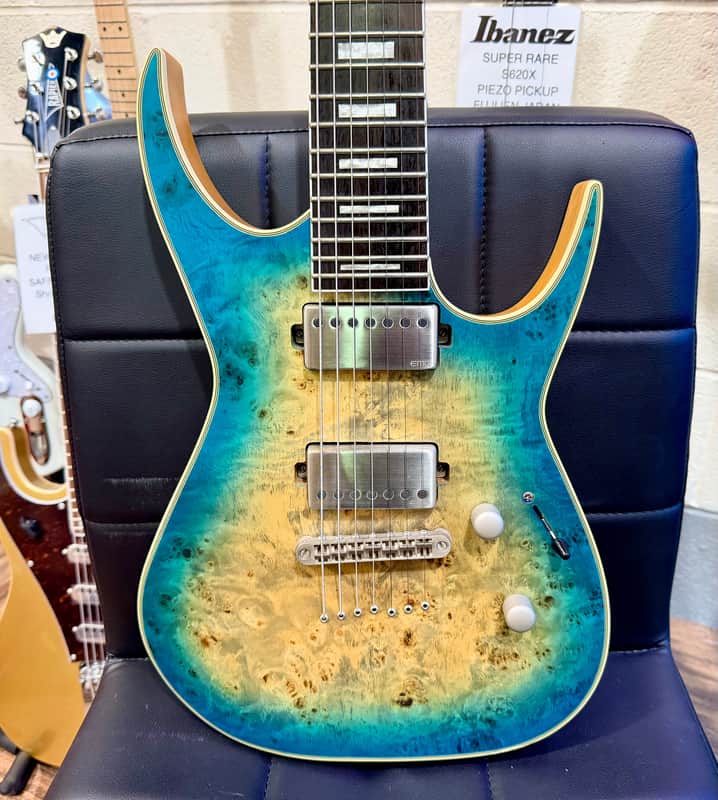 🔥2021🔥 Dean Exile Select 7-String Burl Poplar~ Satin Turquoise Burst~ Rare! image 1