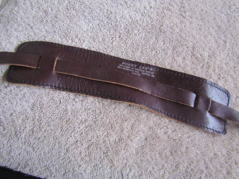 Bobby Lee No-Mishap Guitar Strap 60's Brown Leather Incomplete Vintage Bobby Lee Leather Gtr Strap image 1