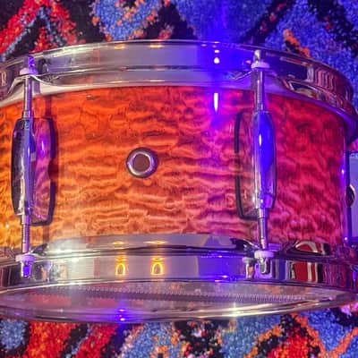 Pearl Popcorn Snare 10”x4” Limited Edition - Orange-Amber Sunburst Quilted Grain image 3