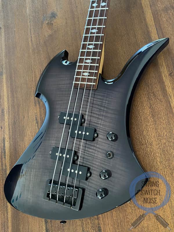 BC Rich Mockingbird Bass, Japan Edition, Black Flame Burst, 2000s image 1