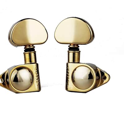 Guitar Machine Heads (3L + 3R Handed) – 1:21 Sealed Tuners Tuning Key Pegs with Big handle Replacement for Electric, Folk or Acoustic Guitars – Gold image 3