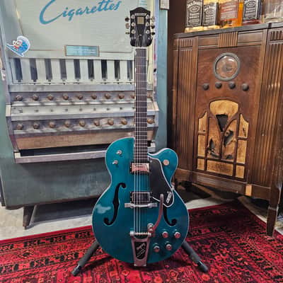 1964 Gretsch 6118 Double Anniversary Two tone Refin Turquoise/ White Silver image 2